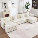 Beige Oversized Modular U-Shaped Sectional Sofa