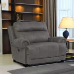 Extra Wide Gray Microfiber Manual Reclining Loveseat