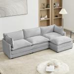 Oversized Gray Modular Sectional Sofa with Ottoman