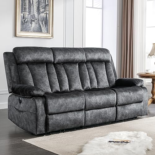 GUEAPY 3-Seater Recliner Sofa with Heat & Massage
