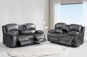Betsy Furniture Grey 2PC Bonded Leather Recliner Set