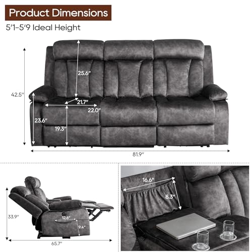 GUEAPY 3-Seater Recliner Sofa with Heat & Massage