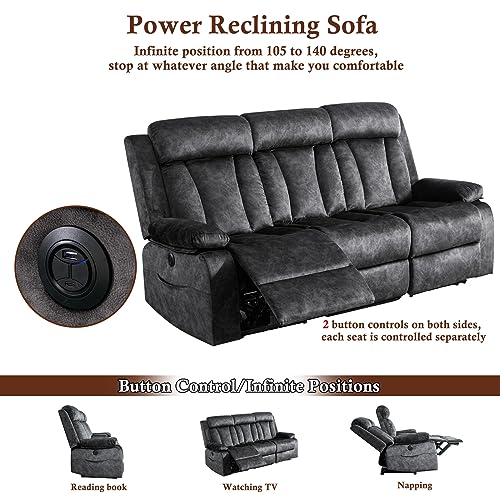 GUEAPY 3-Seater Recliner Sofa with Heat & Massage