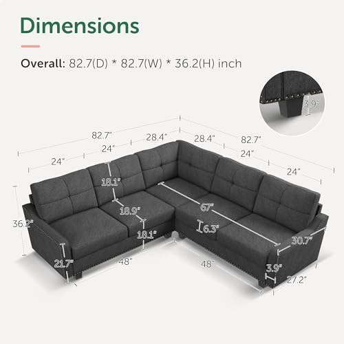 HONBAY L-Shaped Convertible Sectional Sofa for Apartments