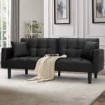 AVAWING Modern Convertible Leather Futon Sofa Bed