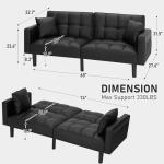 AVAWING Modern Convertible Leather Futon Sofa Bed