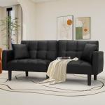 AVAWING Modern Convertible Leather Futon Sofa Bed
