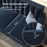 Dark Blue L-Shaped Velvet Sofa with Reversible Chaise