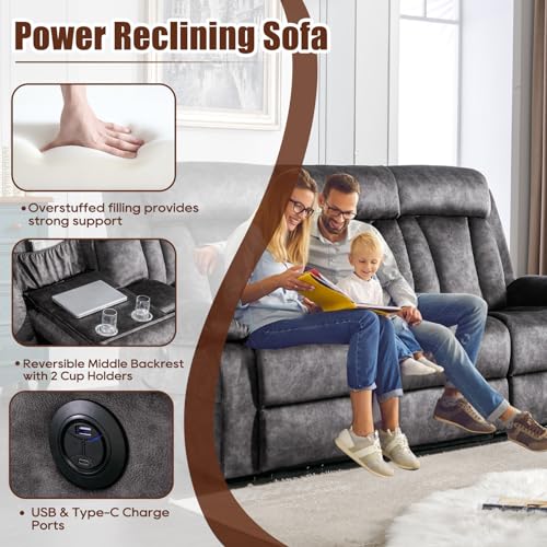 GUEAPY 3-Seater Recliner Sofa with Heat & Massage