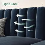 Dark Blue L-Shaped Velvet Sofa with Reversible Chaise