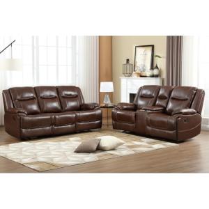 EBELLO Brown Leather Recliner Sofa Set
