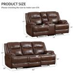 EBELLO Brown Leather Recliner Sofa Set