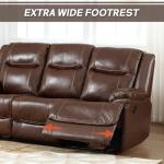 EBELLO Brown Leather Recliner Sofa Set