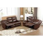 EBELLO Brown Leather Recliner Sofa Set