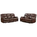 EBELLO Brown Leather Recliner Sofa Set