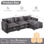 127" Cloud Couch Sectional Sofa with Ottoman