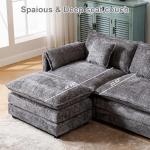 127" Cloud Couch Sectional Sofa with Ottoman