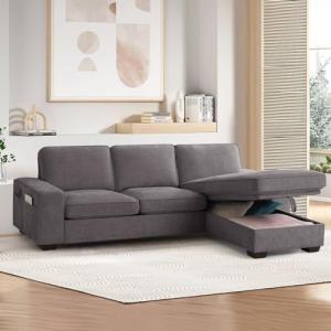 Modern L-Shaped Convertible Sofa with USB Ports