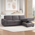 Modern L-Shaped Convertible Sofa with USB Ports