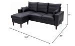 Modern Black L-Shaped Convertible Sofa Set