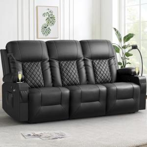 Modern 3-Seater Recliner Sofa with Cup Holders