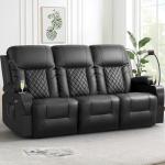 Modern 3-Seater Recliner Sofa with Cup Holders