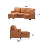 Brown L-Shaped Convertible Sleeper Sofa with Storage