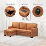Brown L-Shaped Convertible Sleeper Sofa with Storage