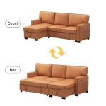 Brown L-Shaped Convertible Sleeper Sofa with Storage