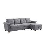 Light Grey Convertible Sectional Sofa with Storage