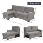 Gray L-Shaped Convertible Sectional Sofa Bed