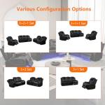 Black Leather Power Recliner Sofa Set with USB