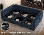 Blue Modular Velvet Sectional Sofa with Chaise