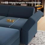 Oversized Blue Velvet Modular Sectional Sofa Set