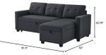 Dark Grey L-Shaped Sectional Sleeper Couch