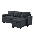 Dark Grey L-Shaped Sectional Sleeper Couch