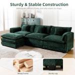 Oversized Chenille Sectional Sofa with Ottoman