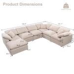 Beige Oversized Modular Sectional Sofa with Chaise