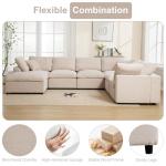 Beige Oversized Modular Sectional Sofa with Chaise