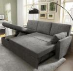 VanAcc Grey Linen Sleeper Sofa with Storage Chaise
