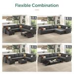 HONBAY Grey Velvet U-Shaped Sectional Sofa