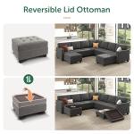 HONBAY Grey Velvet U-Shaped Sectional Sofa