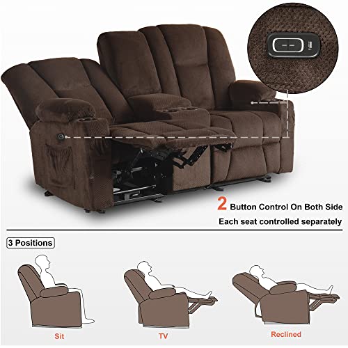 Mcombo Brown Power Reclining Loveseat with Massage