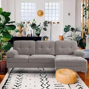 Modern L Shaped Sectional Sofa with Chaise, Removable Cushions