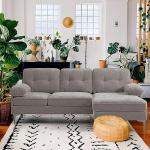 Modern L Shaped Sectional Sofa with Chaise, Removable Cushions