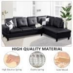 Lostcat Black Sectional Sofa, 74" D x 103" W