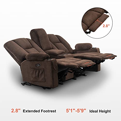 Mcombo Brown Power Reclining Loveseat with Massage