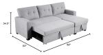 Convertible L-Shaped Sleeper Sofa with Storage - Light Grey