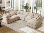 Beige Oversized Modular Sectional Sofa with Chaise