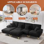 U-Shaped Velvet Sectional Sofa Set - Black